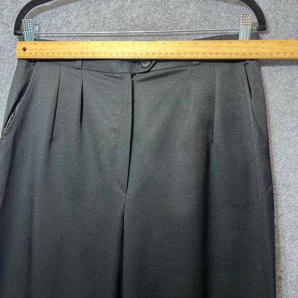 Vintage Giorgio Sant'Angelo‎ Wool Trousers Sz 14 Black Pleated Pants Yugoslavia - Picture 2 of 10